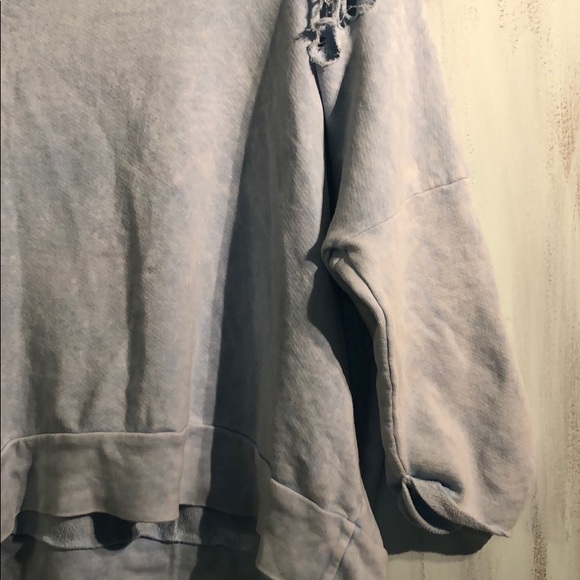 Light Blue Ripped Sweatshirt - Picture 3 of 6